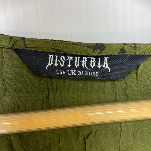 Disturbia Arda Virago Sleeve Mini Dress Olive Green Womens US 6 - Picture 8 of 13